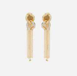 Elisabetta Franchi Jewelry|Golden metal pendant earrings with maxi chain YellowGold