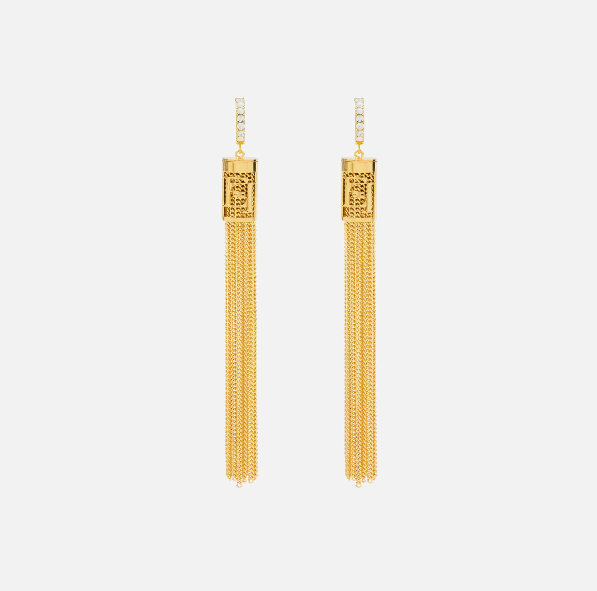 Elisabetta Franchi Jewelry|Golden metal ring earrings with tassels