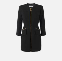 Elisabetta Franchi Mini Dresses|Dresses|Herringbone tweed mini-dress with zip Black