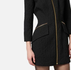 Elisabetta Franchi Mini Dresses|Dresses|Herringbone tweed mini-dress with zip Black