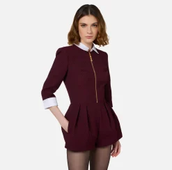 Elisabetta Franchi Jumpsuits|Herringbone tweed romper suit with zip