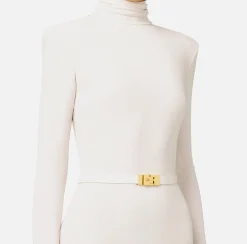 Elisabetta Franchi Belts|High-waisted belt in semi-gloss leather Butter