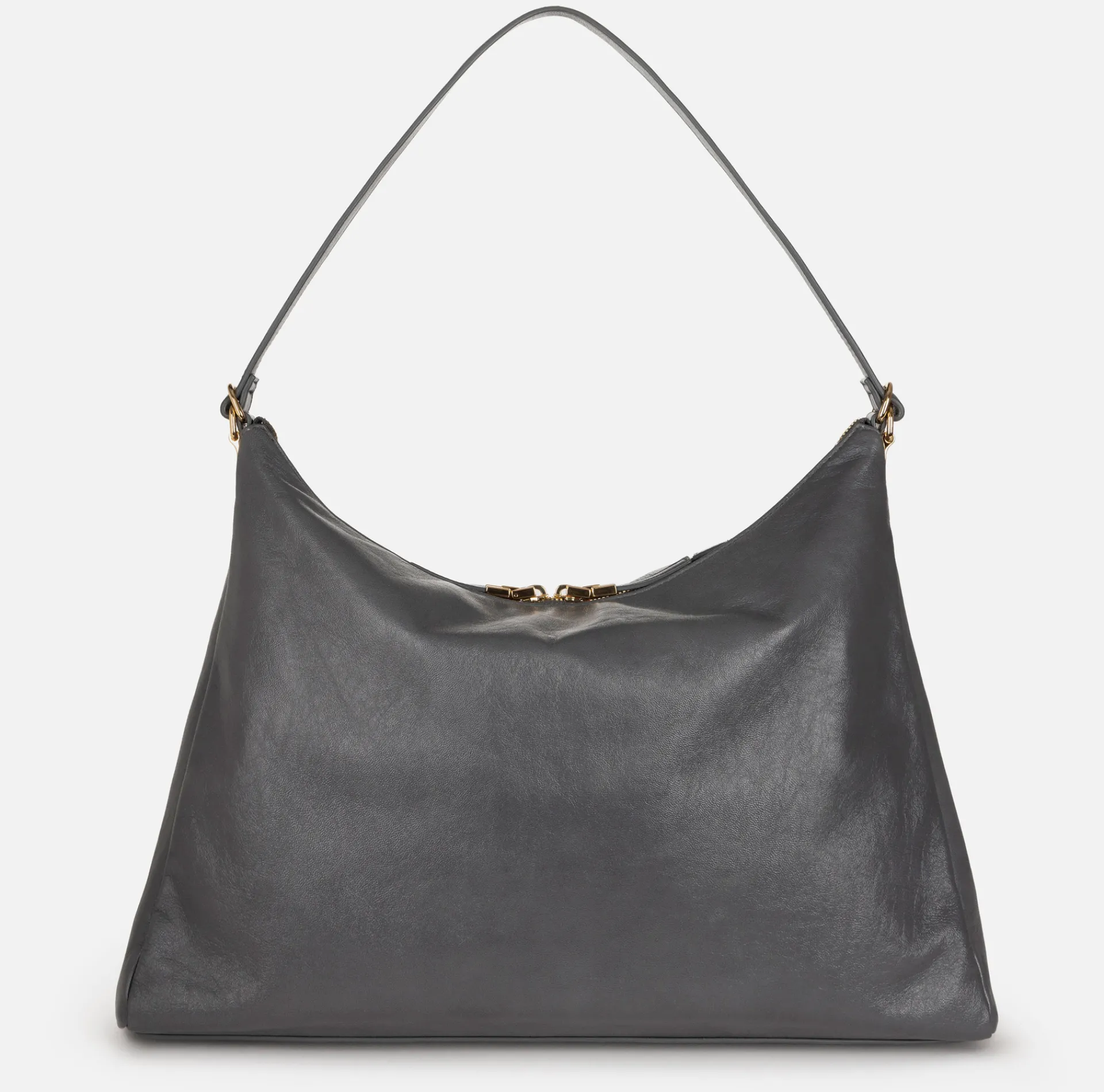 Elisabetta Franchi Shoulder Bags|Hobo bag in shiny Nappa leather Steel