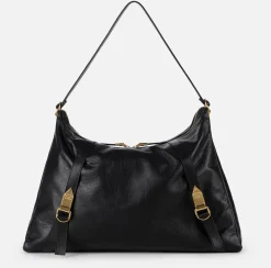 Elisabetta Franchi Shoulder Bags|Hobo bag in shiny Nappa leather Black