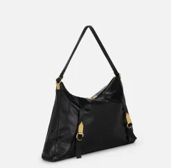 Elisabetta Franchi Shoulder Bags|Hobo bag in shiny Nappa leather Black