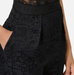 Elisabetta Franchi Jumpsuits|Jacquard crêpe combined jumpsuit with lettering Black