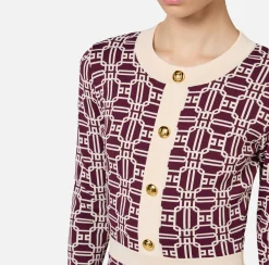 Elisabetta Franchi Mini Dresses|Knitted Dresses|Jacquard logo mini-dress RougeNoir/Butter