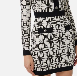 Elisabetta Franchi Mini Dresses|Knitted Dresses|Jacquard logo mini-dress Butter/Black