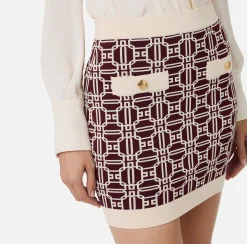 Elisabetta Franchi Skirts|Jacquard viscose logo miniskirt RougeNoir/Butter