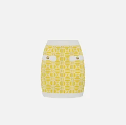 Elisabetta Franchi Skirts|Jacquard viscose logo miniskirt Mimosa/Ivory