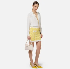 Elisabetta Franchi Skirts|Jacquard viscose logo miniskirt Mimosa/Ivory