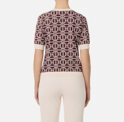Elisabetta Franchi Knitwear And Sweatshirts|Jacquard viscose logo shirt RougeNoir/Butter