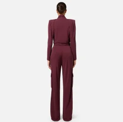 Elisabetta Franchi Jumpsuits|Jersey jumpsuit with charm belt RougeNoir