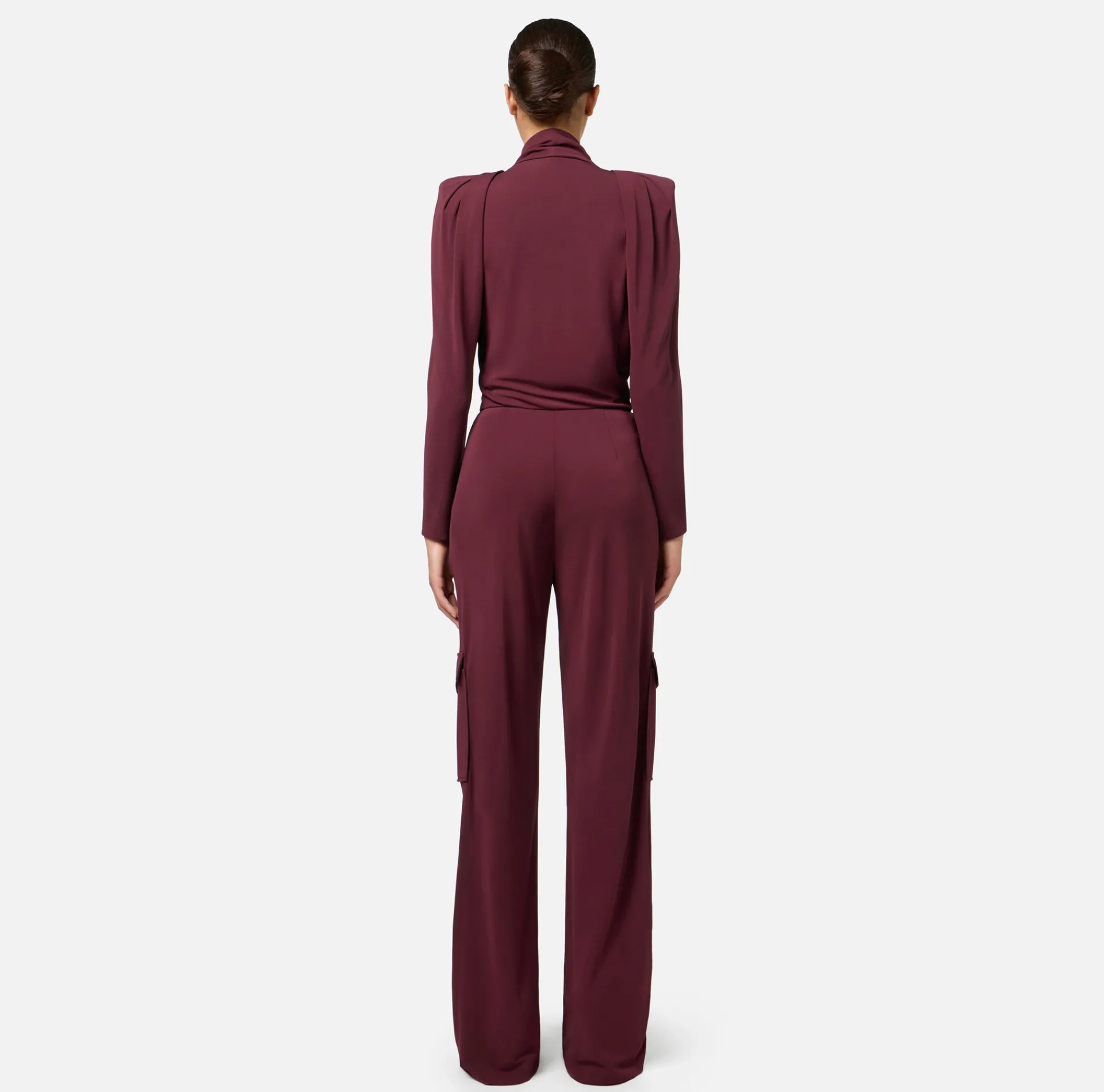 Elisabetta Franchi Jumpsuits|Jersey jumpsuit with charm belt RougeNoir