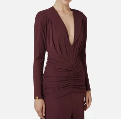 Elisabetta Franchi Midi Dresses|Dresses|Jersey midi dress with hood RougeNoir