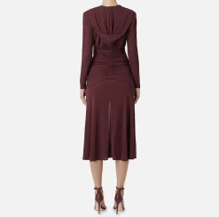 Elisabetta Franchi Midi Dresses|Dresses|Jersey midi dress with hood RougeNoir