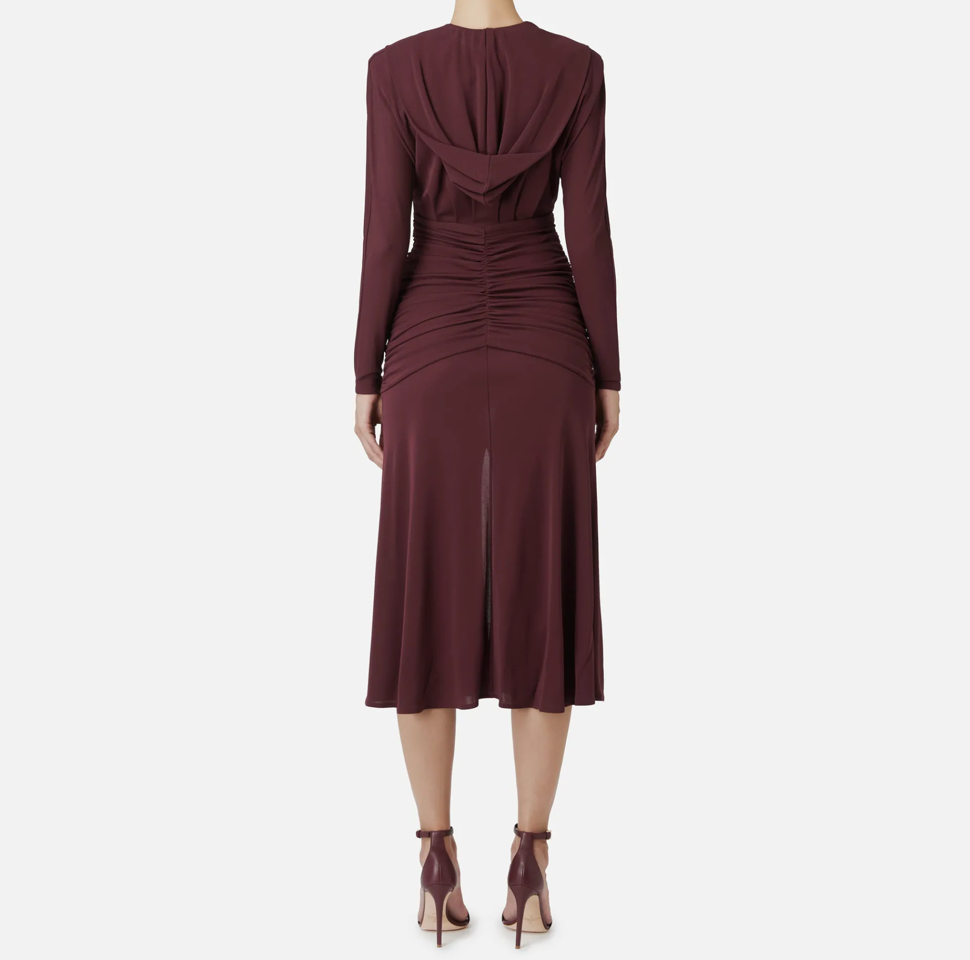 Elisabetta Franchi Midi Dresses|Dresses|Jersey midi dress with hood RougeNoir