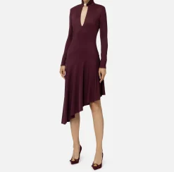 Elisabetta Franchi Midi Dresses|Dresses|Jersey midi dress with jewel accessory RougeNoir