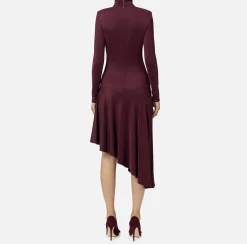 Elisabetta Franchi Midi Dresses|Dresses|Jersey midi dress with jewel accessory RougeNoir