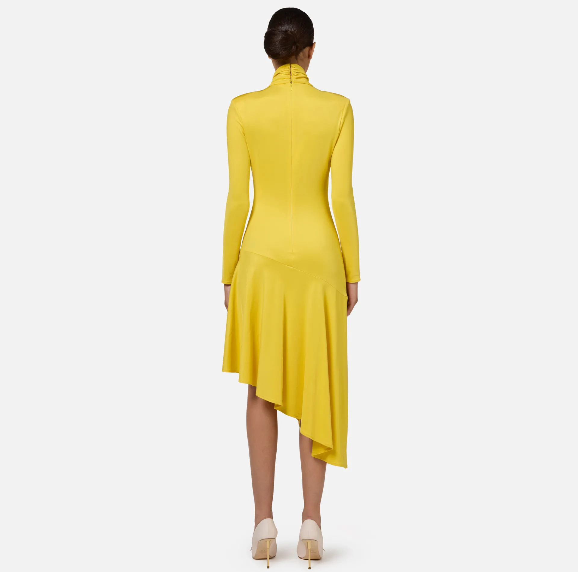 Elisabetta Franchi Midi Dresses|Dresses|Jersey midi dress with jewel accessory Mimosa