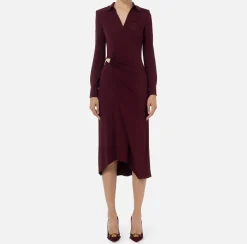 Elisabetta Franchi Midi Dresses|Dresses|Jersey midi dress with side knot RougeNoir