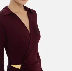 Elisabetta Franchi Midi Dresses|Dresses|Jersey midi dress with side knot RougeNoir