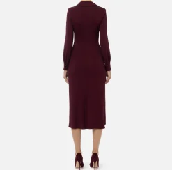 Elisabetta Franchi Midi Dresses|Dresses|Jersey midi dress with side knot RougeNoir