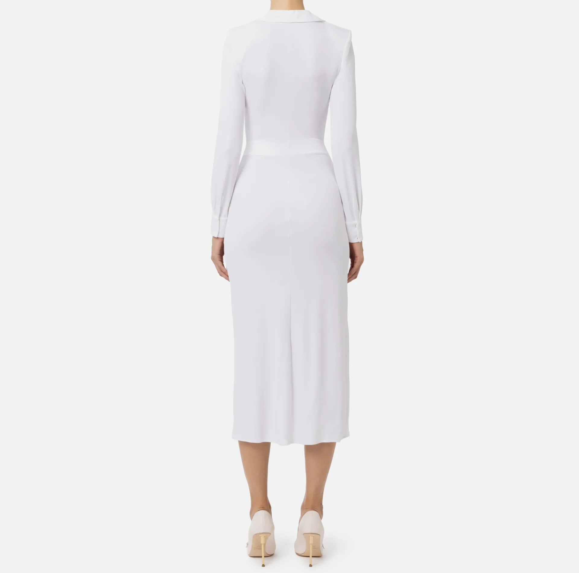 Elisabetta Franchi Midi Dresses|Dresses|Jersey midi dress with side knot Ivory