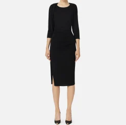 Elisabetta Franchi Midi Dresses|Dresses|Jersey midi dress with side zip Black