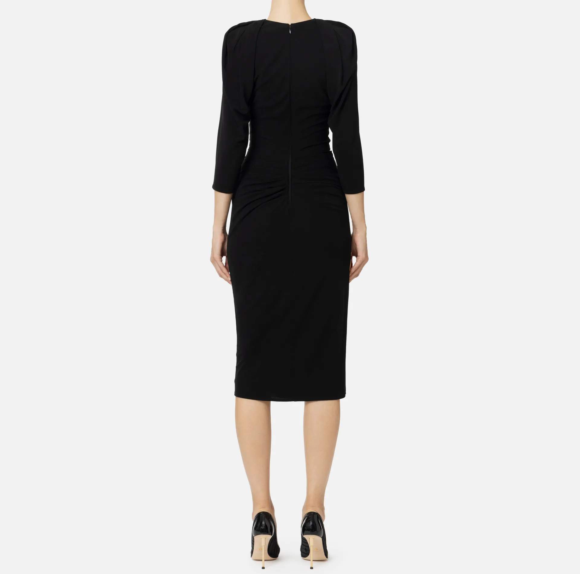 Elisabetta Franchi Midi Dresses|Dresses|Jersey midi dress with side zip Black