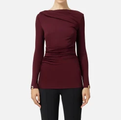 Elisabetta Franchi Top And T-Shirts|Jersey top with draping RougeNoir