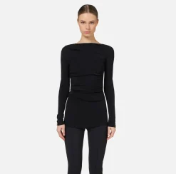 Elisabetta Franchi Top And T-Shirts|Jersey top with draping Black