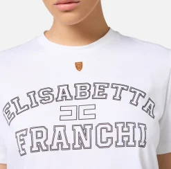 Elisabetta Franchi Top And T-Shirts|Jersey T-shirt with college logo Chalk