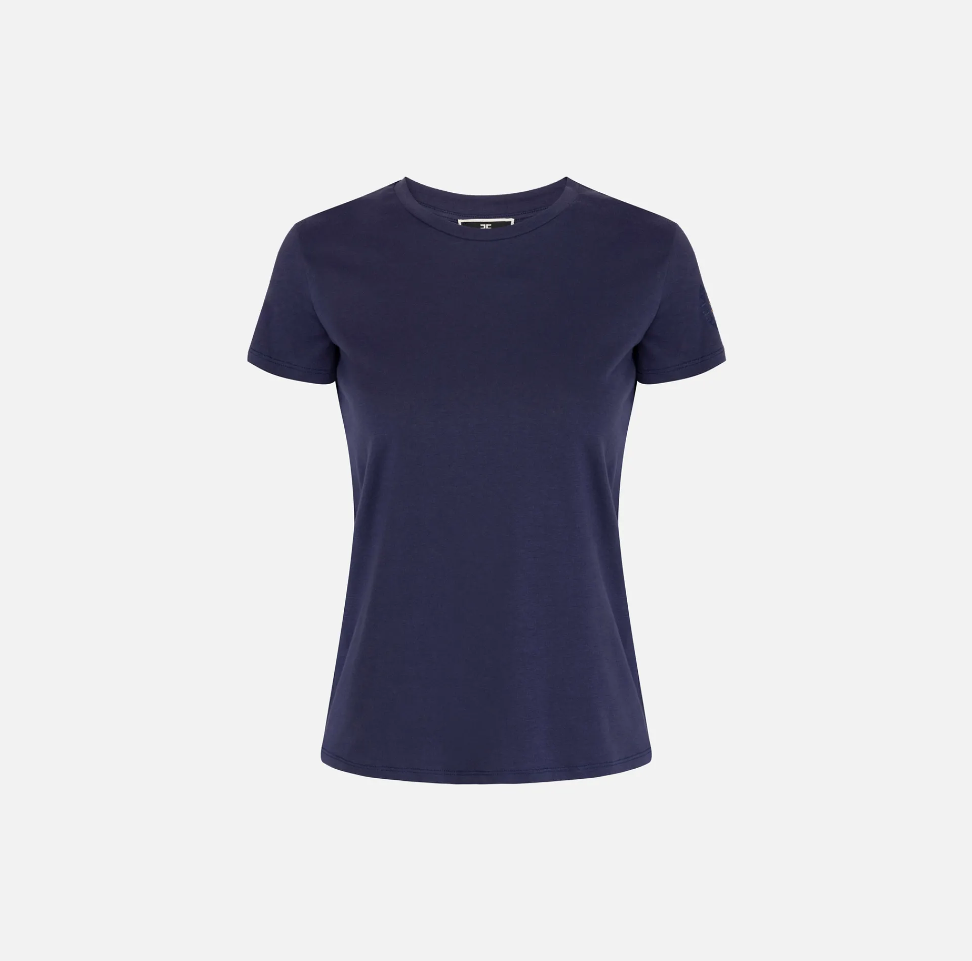 Elisabetta Franchi Top And T-Shirts|Jersey T-shirt with logo embroidery Navy