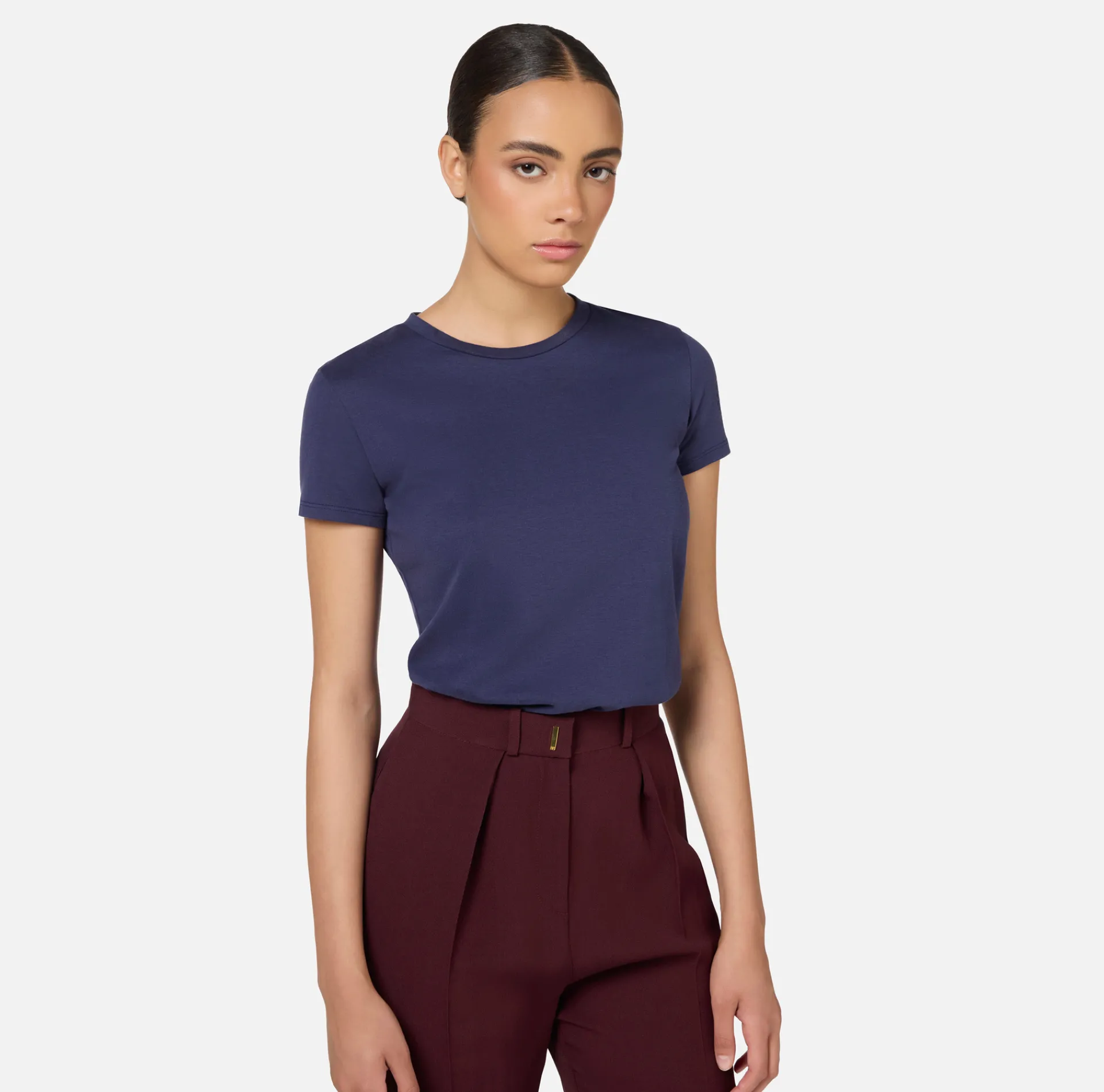 Elisabetta Franchi Top And T-Shirts|Jersey T-shirt with logo embroidery Navy