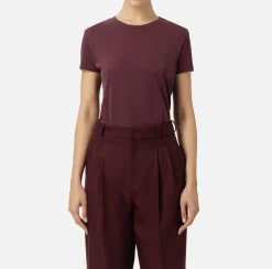 Elisabetta Franchi Top And T-Shirts|Jersey T-shirt with logo embroidery RougeNoir