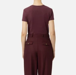 Elisabetta Franchi Top And T-Shirts|Jersey T-shirt with logo embroidery RougeNoir