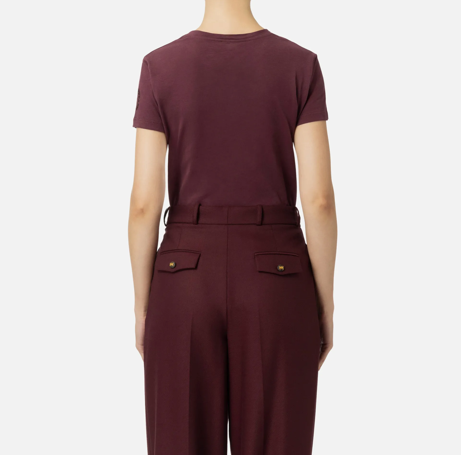 Elisabetta Franchi Top And T-Shirts|Jersey T-shirt with logo embroidery RougeNoir