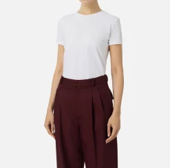 Elisabetta Franchi Top And T-Shirts|Jersey T-shirt with logo embroidery Chalk