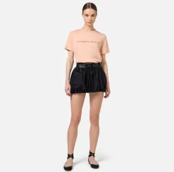 Elisabetta Franchi Top And T-Shirts|Jersey T-shirt with logo made with rhinestones PeachRose