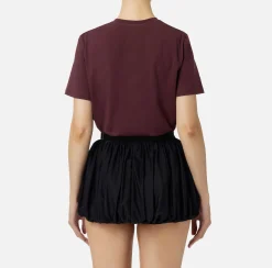 Elisabetta Franchi Top And T-Shirts|Jersey T-shirt with logo made with rhinestones RougeNoir