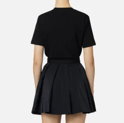 Elisabetta Franchi Top And T-Shirts|Jersey T-shirt with logo made with rhinestones Black