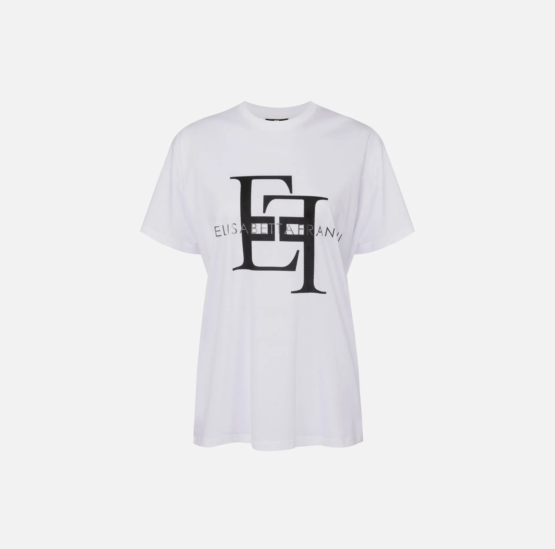 Elisabetta Franchi Top And T-Shirts|Jersey T-shirt with maxi logo Chalk/Black