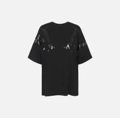 Elisabetta Franchi Top And T-Shirts|Jersey T-shirt with maxi logo on the sleeves Black