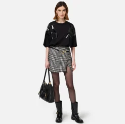 Elisabetta Franchi Top And T-Shirts|Jersey T-shirt with maxi logo on the sleeves Black