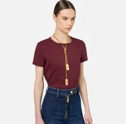 Elisabetta Franchi Top And T-Shirts|Jersey T-shirt with necklace RougeNoir