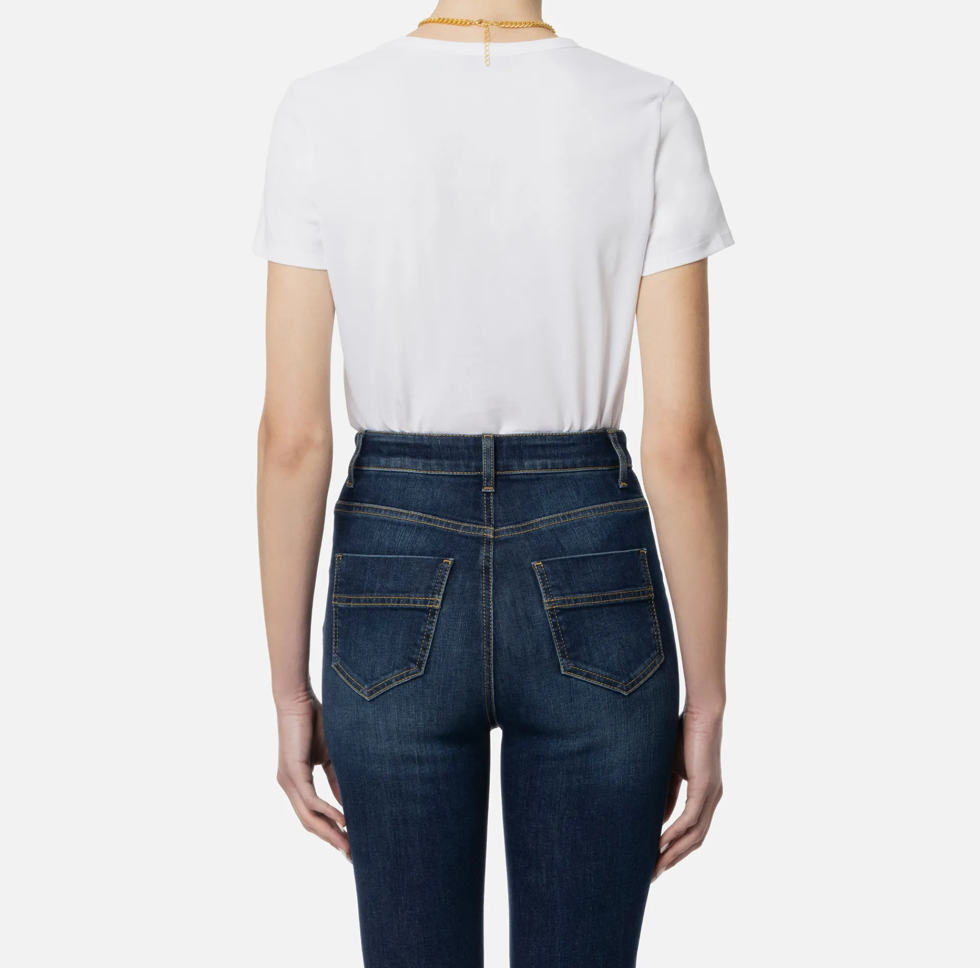 Elisabetta Franchi Top And T-Shirts|Jersey T-shirt with necklace Chalk