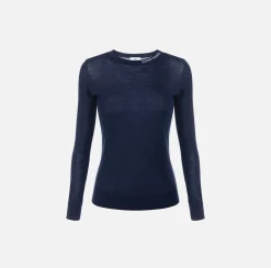 Elisabetta Franchi Knitwear And Sweatshirts|Jumper in merino wool fabric with contrasting jacquard logo Navy