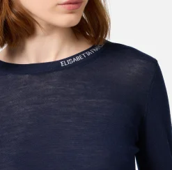 Elisabetta Franchi Knitwear And Sweatshirts|Jumper in merino wool fabric with contrasting jacquard logo Navy