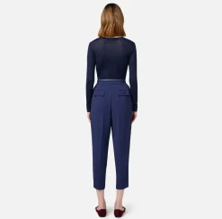 Elisabetta Franchi Knitwear And Sweatshirts|Jumper in merino wool fabric with contrasting jacquard logo Navy